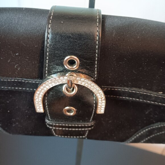 Coach mini black bag  Soho with rhinestone buckle, tag and heart charm - Picture 2 of 11